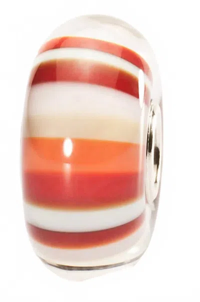 Trollbeads Women's Stripes Glass Bead Charm In Strawberry In Multi