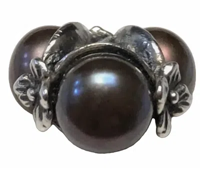 Trollbeads Women's Triple Pearl Bead Charm In Black