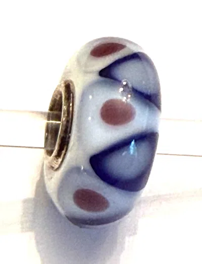 Trollbeads Women's Universal Bead Charm In Unique White With Brown, Navy, Blue