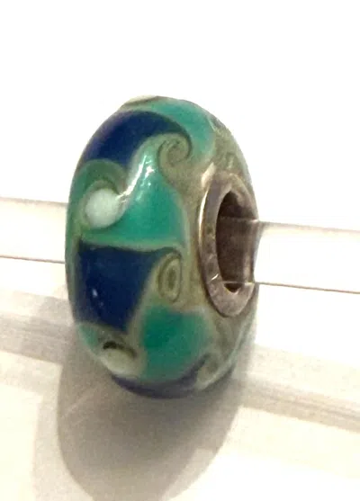 Trollbeads Women's Universal Beads For Bracelet In Unique Teal, Navy With White Dots In Multi