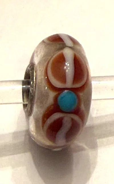 Trollbeads Women's Universal Charm Bead In Unique Brown/white/blue Dots