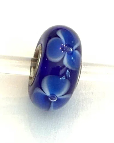 Trollbeads Women's Universal Charm Bead In Unique Navy/white/blue Flowers Bead