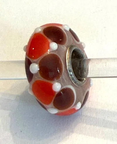 Trollbeads Women's Universal Charm Bead In Unique Orange/brown/white Dots Bead In Multi