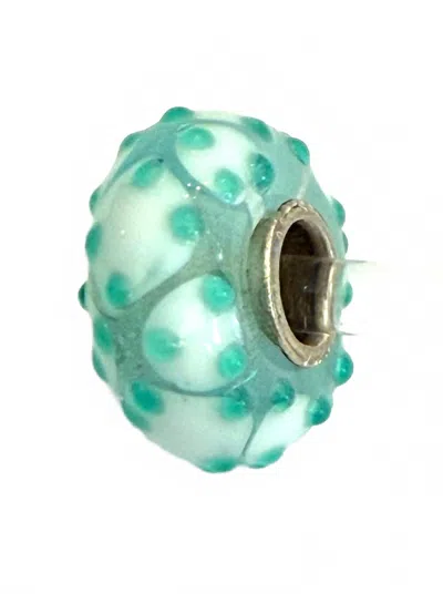 Trollbeads Women's Universal Dots Charm Bead In Unique White With Aqua In Blue