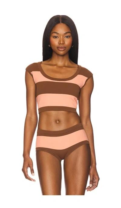Tropic Of C Ballet Bikini Top In Pink & Tobacco