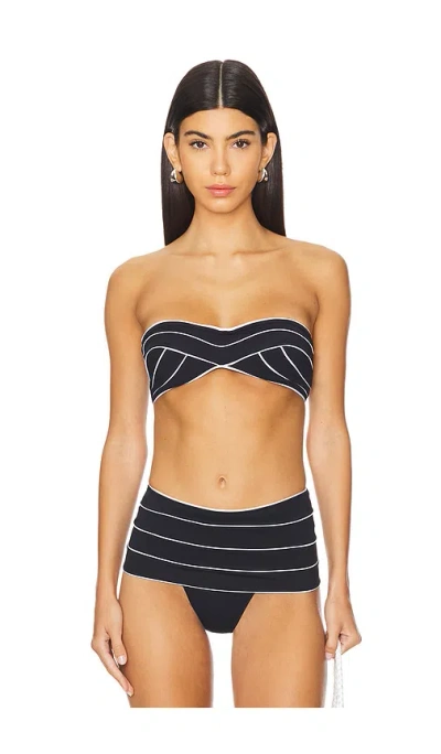 Tropic Of C Deco Bikini Top In Black & White