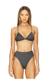 Tropic Of C Denim Fixed Triangle Bikini Top In Black