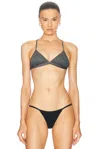 Tropic Of C Denim Fixed Triangle Bikini Top In Black