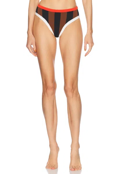 Tropic Of C La Plage Bikini Bottom In Brown & Black Stripe