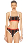 Tropic Of C La Plage Bikini Top In Brown & Black Stripe