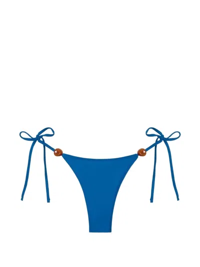 Tropic Of C Praia Bead-embellished Bikini Bottoms In Blue