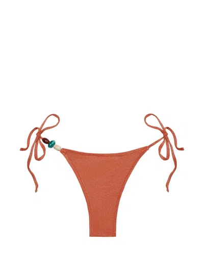Tropic Of C Praia Lurex Bikini Bottoms In Orange