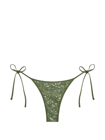 Tropic Of C Praia Sequin-embellished Bikini Bottoms In Green