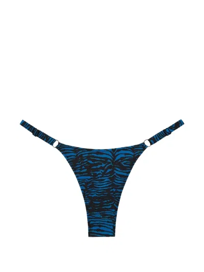 Tropic Of C Solana Zebra-print Bikini Bottoms In Blue