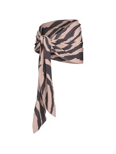 Tropic Of C Souk Zebra-print Wrap Mini Skirt In Transparent