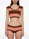 Tropic Of C Striped Cap-sleeve Top In Brown