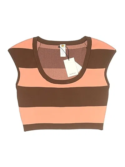 Tropic Of C Swimsuit Top Brown Scoop Neck Swimwear