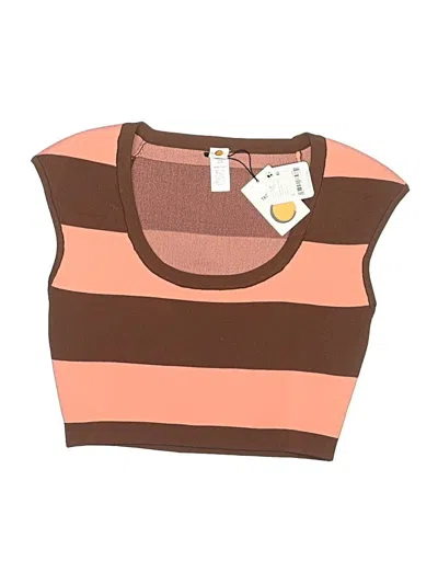 Tropic Of C Swimsuit Top Brown Scoop Neck Swimwear In Multi