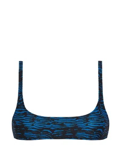 Tropic Of C Tiger-print Scoop-neck Bikini Top In Black