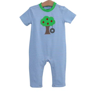Trotter Street Kids' Baby Boy's Apple Tree And Tire Swing Romper In Blue/green In Multi