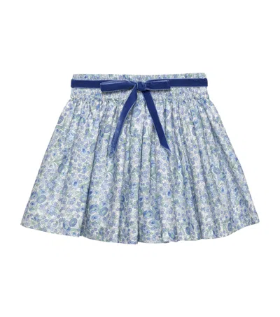 Trotters Kids' Belted Floral Arabella Skirt In Blue