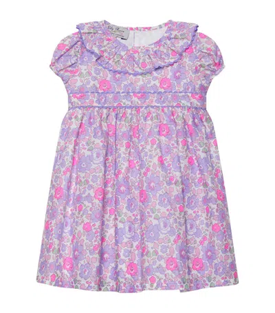Trotters Babies' Betsy Ric-rac Floral-print Ruffle-sleeve Cotton Dress 2-11 Years In Lilac Betsy