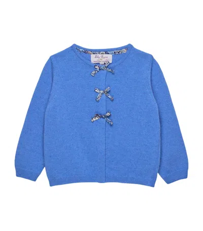 Trotters Kids' Bow-detail Cardigan In Blue