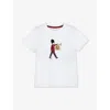 TROTTERS TROTTERS BOYS WHITE KIDS GUARDSMAN SHORT-SLEEVE COTTON T-SHIRT 2-11 YEARS