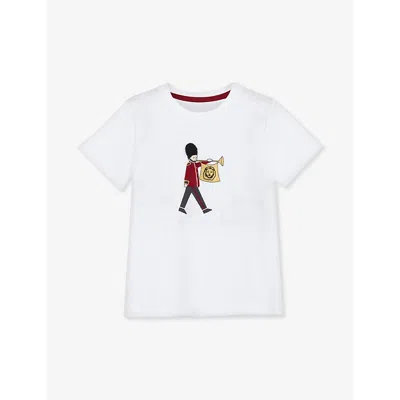 Trotters Boys White Kids Guardsman Short-sleeve Cotton T-shirt 2-11 Years