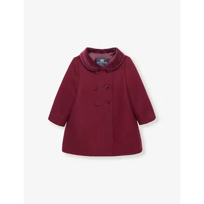 Trotters Babies'  Burgundy Double-breasted Peter Pan-collar Wool Coat 6-24 Months 24