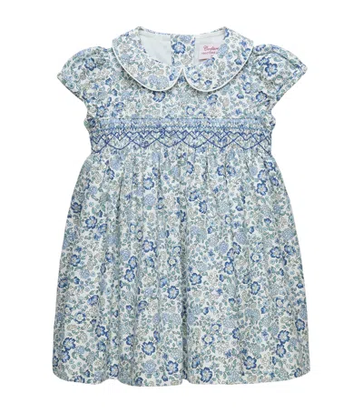 Trotters Kids'  Cotton Arabella Smocked Dress In Blue