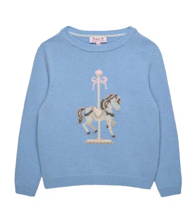 Trotters Kids'  Cotton Carousel Sweater In Blue