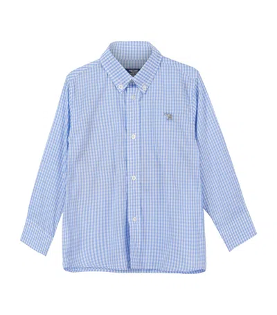 Trotters Kids' Cotton Check Thomas Shirt In Blue