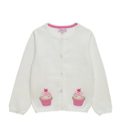Trotters Kids' Cotton Cupcake Cardigan In White
