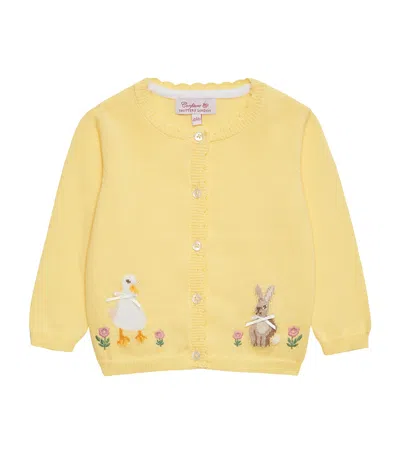 Trotters Kids' Cotton Duck And Bunny Cardigan In Yellow