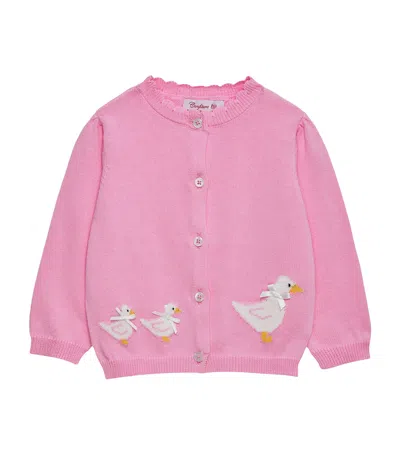 Trotters Kids' Cotton Duck Cardigan In Pink