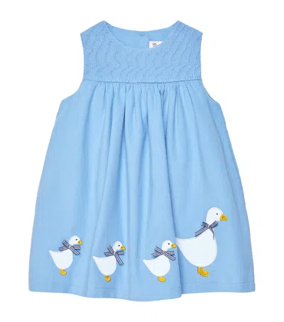 Trotters Kids'  Cotton Duck Pinafore Dress In Blue