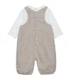Trotters Cotton Elephant Dungarees In Neutral