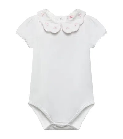 Trotters Kids' Cotton Embroidered Ava Bodysuit In Pink