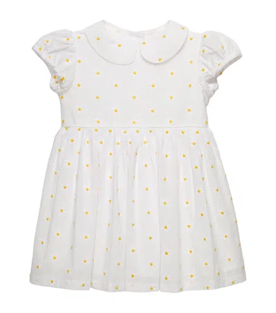 Trotters Kids'  Cotton Embroidered Daisy Dress In White