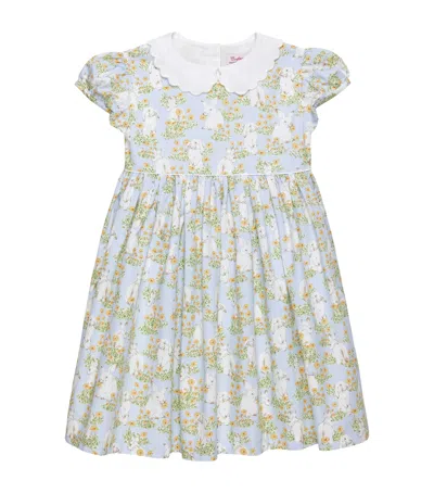 Trotters Kids' Cotton Floral Bella Bunny Dress In Blue
