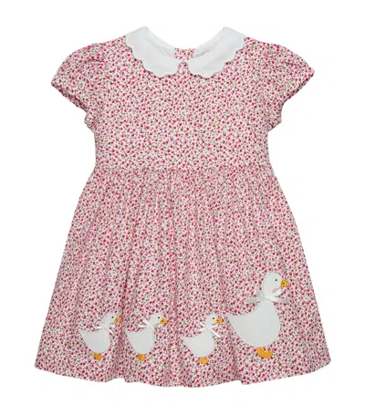 Trotters Kids' Cotton Floral Duck Dress In White