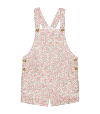 Trotters Kids' Cotton Floral Marnie Dungarees In Pink