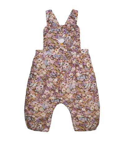 Trotters Kids'  Cotton Floral Print Dungarees In Multi
