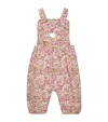 Trotters Cotton Floral Print Dungarees In Pink