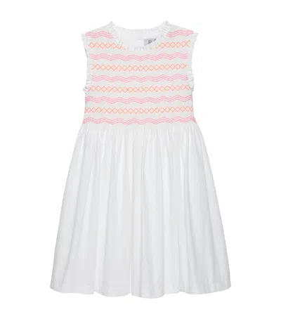 Trotters Kids' Cotton Geometric Dress In White