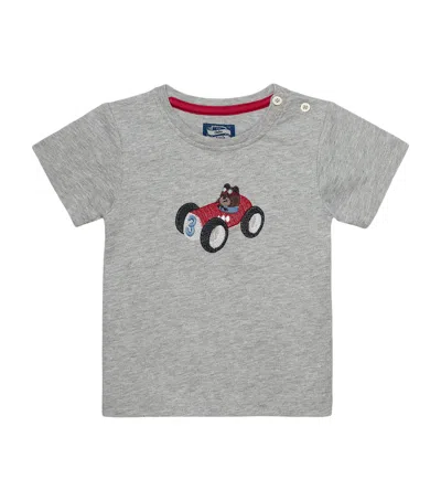 Trotters Kids'  Cotton Henry Car And Bear T-shirt In Gray