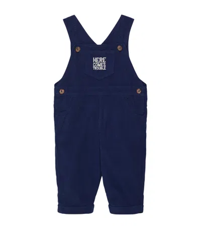Trotters Kids' Cotton Here Comes Trouble Dungarees In Blue