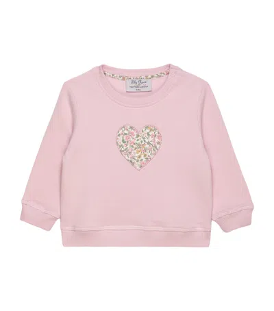 Trotters Kids'  Cotton Liberty Print Nazanin Heart Sweatshirt In Pink