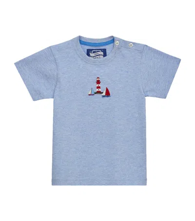 Trotters Kids' Cotton Lighthouse T-shirt In Blue